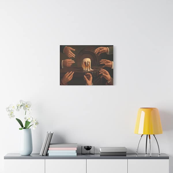 5416883404677553091_2048.jpeg Seven Male Hands Encircling a Mug of Beer - J. C. MacGregor (1876) - Vintage Art Canvas Print