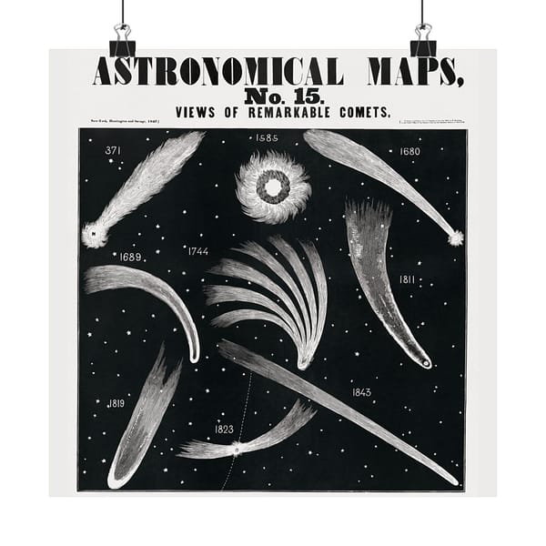 5654212412480249173_2048-1.jpeg Astronomical Maps, No. 15 - Views of Remarkable Comets (1847) - Vintage Art Poster Print