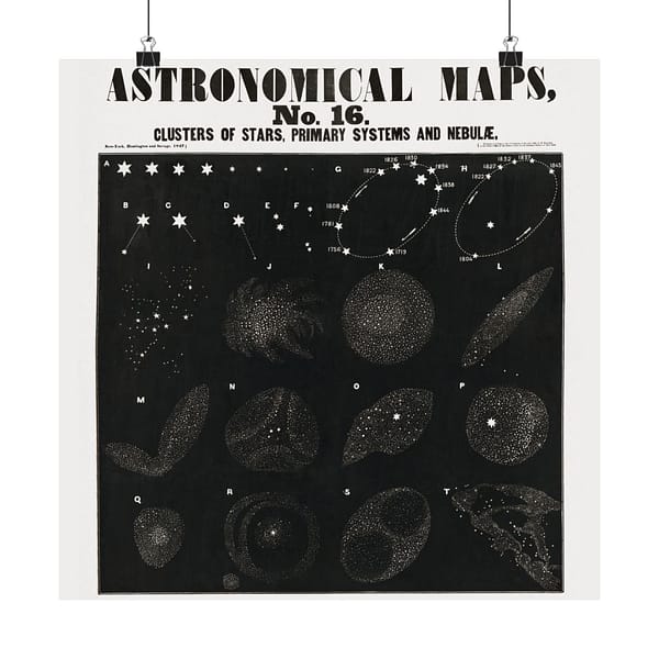 6379679961792109418_2048.jpeg Astronomical Maps, No. 16 - Clusters of Stars, Primary Systems and Nebulae (1847) - Vintage Art Poster Print