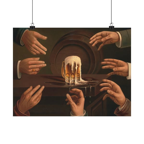8405286592438716522_2048.jpeg Seven Male Hands Encircling a Mug of Beer - J. C. MacGregor (1876) - Vintage Art Poster Print