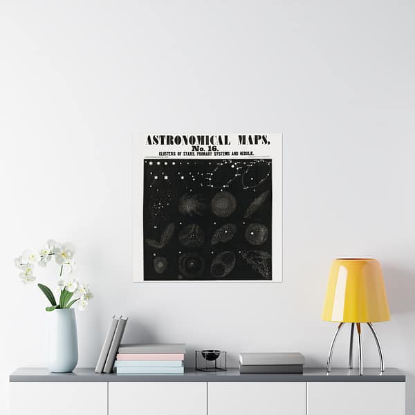 9438034997989689891_2048.jpeg Astronomical Maps, No. 16 - Clusters of Stars, Primary Systems and Nebulae (1847) - Vintage Art Poster Print