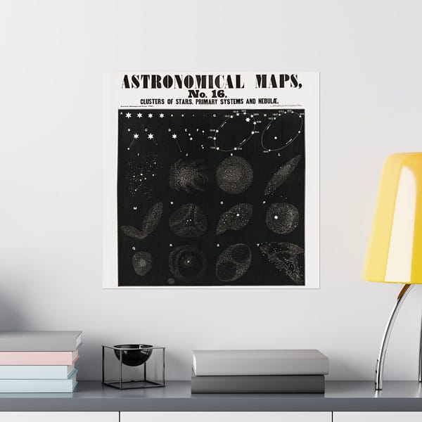 972954993344992818_2048.jpeg Astronomical Maps, No. 16 - Clusters of Stars, Primary Systems and Nebulae (1847) - Vintage Art Poster Print
