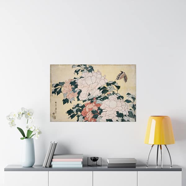 10003278281545860502_2048.jpeg Peonies and Butterfly – Katsushika Hokusai (c. 1833-34) – Japanese Woodblock Poster Print