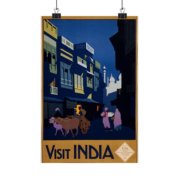 10009476183209923718_2048.jpeg Visit India, A Street by Moonlight – India State Railways Bureau (c. 1920) – Vintage Travel Poster Print