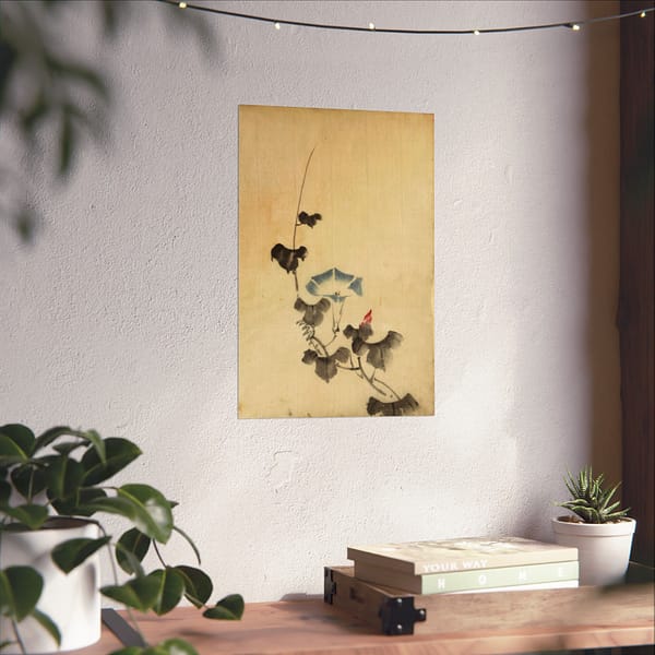 10063326443506502330_2048.jpeg Blue Blossom of Morning Glory on Vine - Katsushika Hokusai (1830) - Japanese Woodblock Poster Print