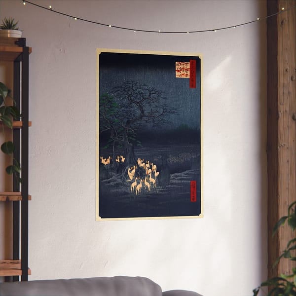 10211509594752508110_2048.jpeg Fox Fires on New Year's Eve at the Garment Nettle Tree at Oji - Utagawa Hiroshige (1857) - Japanese Woodblock Poster Print