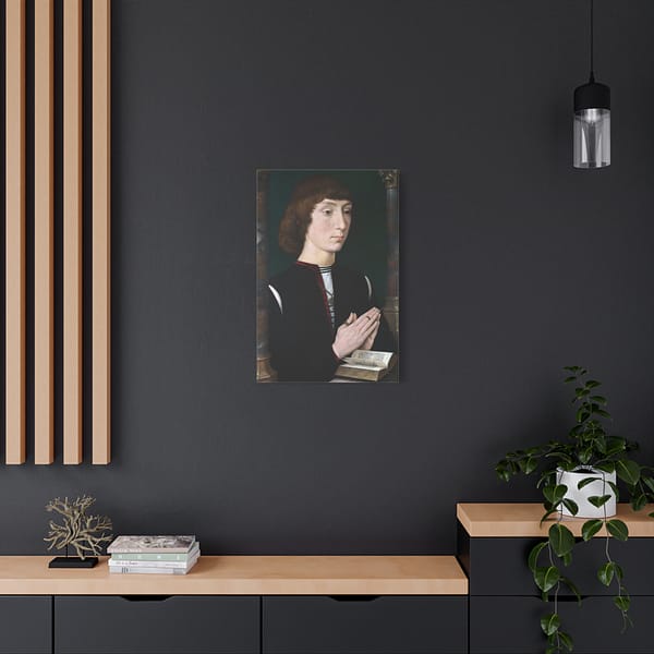 10297516804690089717_2048.jpeg Portrait of a Young Man at Prayer – Hans Memling (c. 1485-1490) – Renaissance Canvas Print