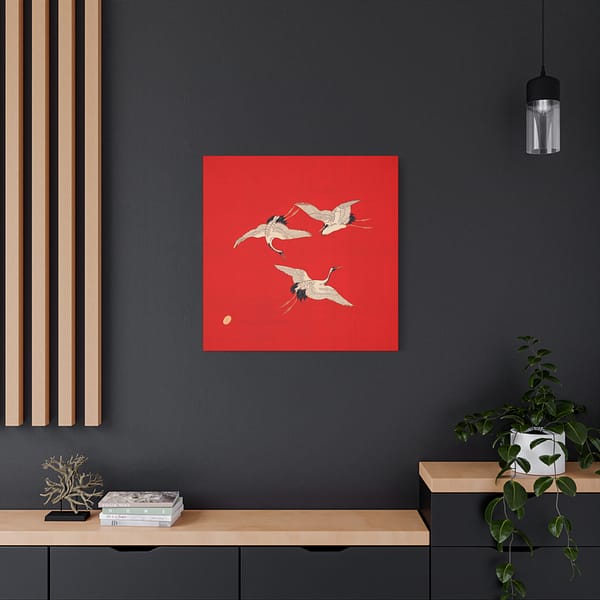 1037476012003605494_2048.jpeg Three Cranes on Vermilion - Japanese Furoshiki Canvas Print