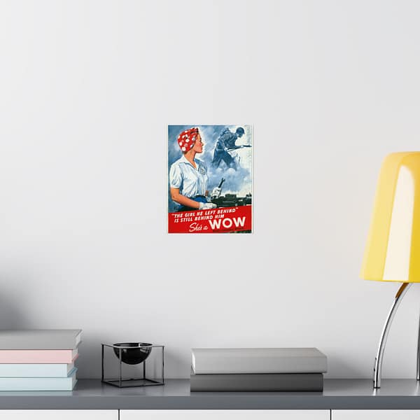 10489193993173544323_2048-1.jpeg The girl he left behind is still behind him - She's a WOW - Adolph Treidler (1943) - Patriotic WWII Poster Print