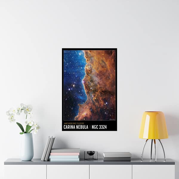 106969406370898582_2048.jpeg Carina Nebula - NIRCam Compass Image - NASA James Webb Space Telescope - Space Age Poster Print