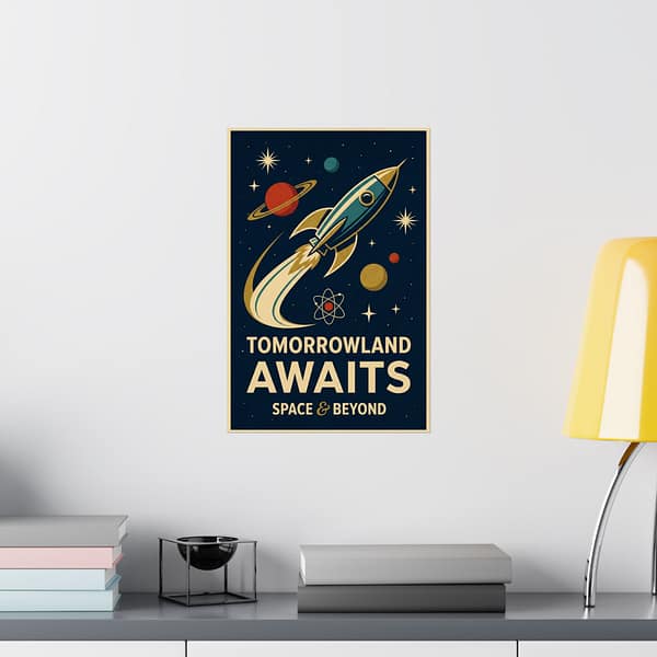 10823012785090684338_2048.jpeg Tomorrowland Awaits, Space & Beyond – LUNE Original – Space Age Poster Print