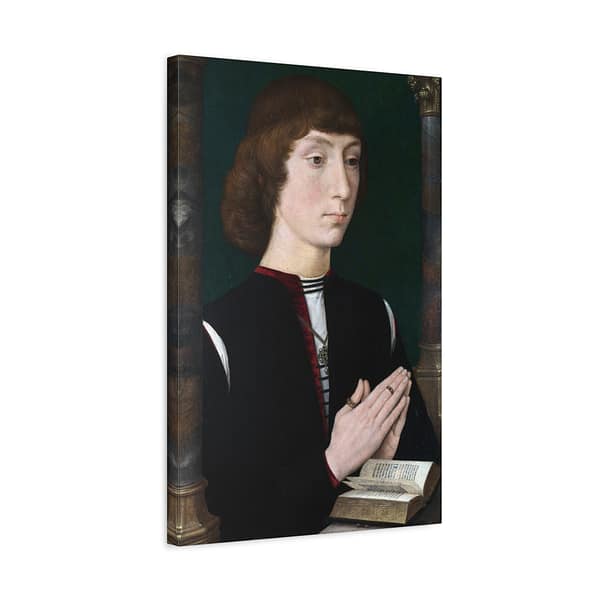 11312303338345469274_2048.jpeg Portrait of a Young Man at Prayer – Hans Memling (c. 1485-1490) – Renaissance Canvas Print