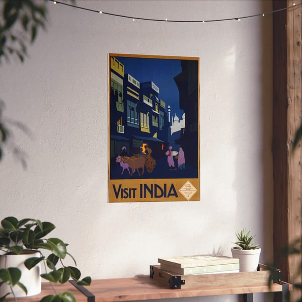 11330285520326689764_2048.jpeg Visit India, A Street by Moonlight – India State Railways Bureau (c. 1920) – Vintage Travel Poster Print