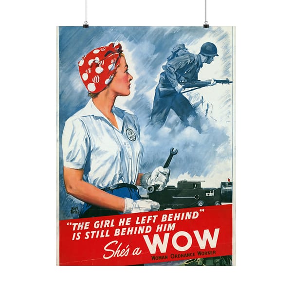 11493414656922378764_2048-1.jpeg The girl he left behind is still behind him - She's a WOW - Adolph Treidler (1943) - Patriotic WWII Poster Print