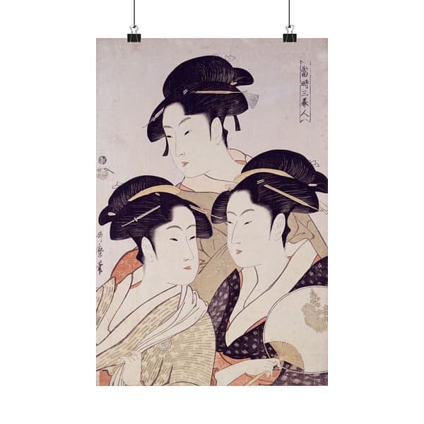 11517310348222559914_2048.jpeg Three Beauties of the Present Day - Kitagawa Utamaro (c. 1792-93) - Japanese Woodblock Poster Print