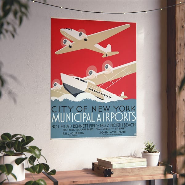 11635270110533139318_2048.jpeg City of New York Municipal Airports – Works Progress Administration (c. 1937) – Vintage Travel Poster Print