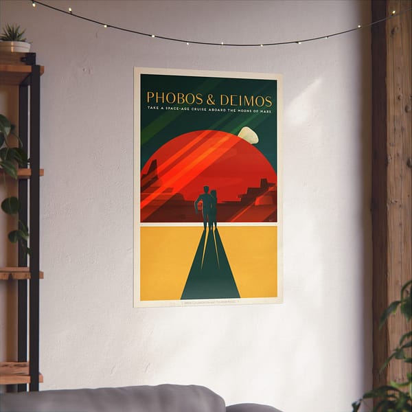 11657311749413037876_2048.jpeg Phobos and Deimos - Take a Space-Age Cruise Aboard the Moons of Mars - NASA Travel Ad (2015) - Space Age Poster Print