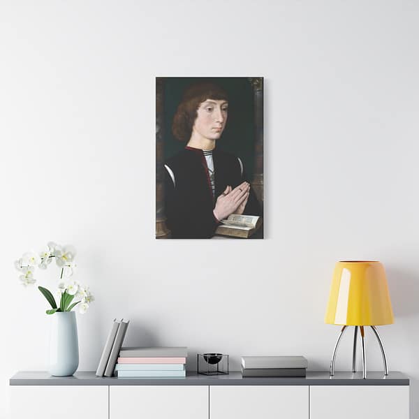 11727764868452308573_2048.jpeg Portrait of a Young Man at Prayer – Hans Memling (c. 1485-1490) – Renaissance Canvas Print