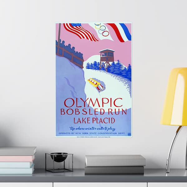 12396772115903196383_2048.jpeg Olympic Bobsled Run, Lake Placid – Works Progress Administration (c. 1937) – Vintage Travel Poster Print