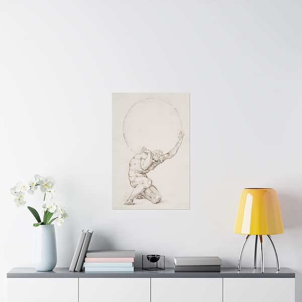 12441166868001278651_2048.jpeg Crouching Figure of Atlas - Baldassare Tommaso Peruzzi (c. 1481–1536) - Vintage Art Poster Print
