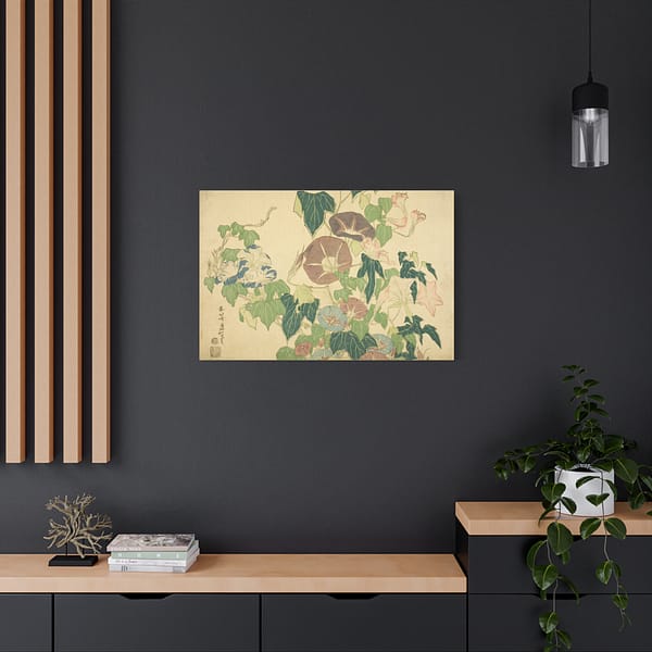 12483695038820070679_2048.jpeg Morning Glories and Tree Frog - Katsushika Hokusai (c. 1833-34) - Japanese Woodblock Canvas Print