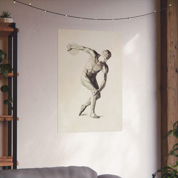 1270118755726509063_2048.jpeg Gipsmodel van Discuswerper - Male Anatomical Study - Jan Veth (c. 1874-1925) - Vintage Art Poster Print