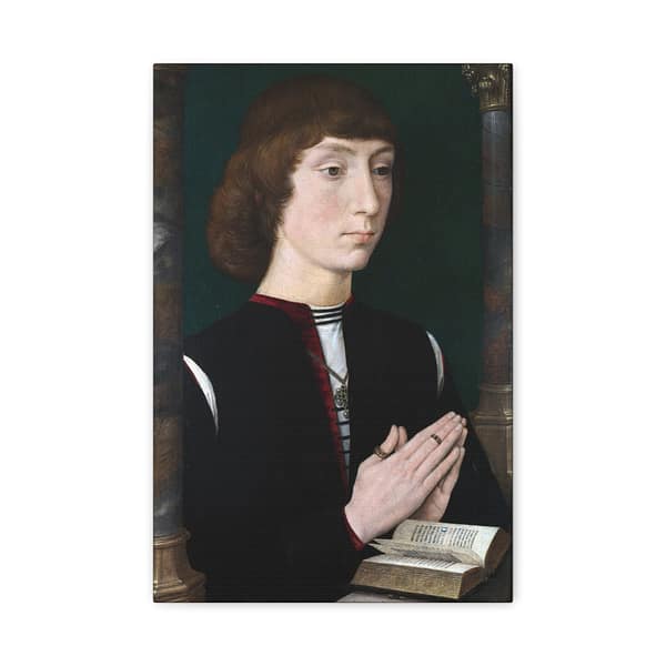 12746682902886734834_2048.jpeg Portrait of a Young Man at Prayer – Hans Memling (c. 1485-1490) – Renaissance Canvas Print