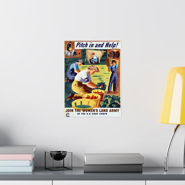 12854072454647691442_2048.jpeg Pitch in and Help! Join the Women's Land Army of the U.S. Crop Corps - Hubert Morley (1944) - Patriotic WWII Poster Print