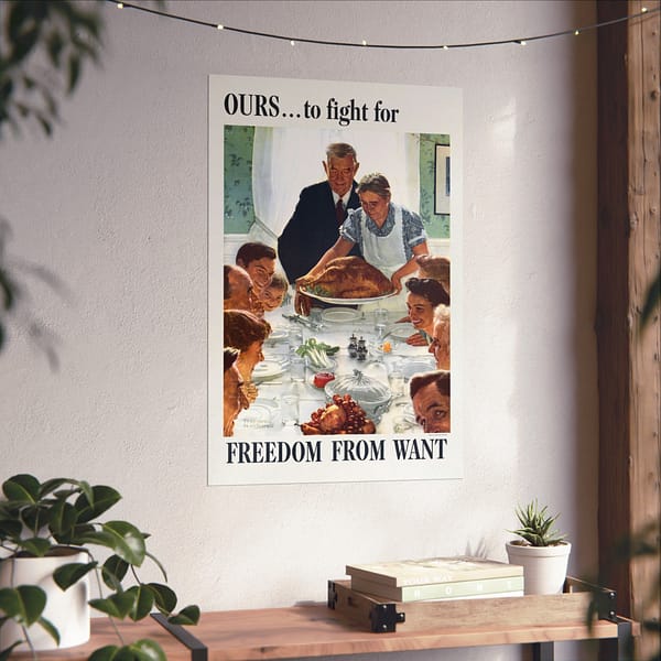12891272989356216114_2048.jpeg OURS... to fight for - Freedom From Want - Norman Rockwell (1943) - Patriotic WWII Poster Print