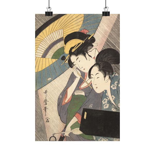 13223533875742224931_2048.jpeg Geisha and Attendant on a Rainy Night – Kitagawa Utamaro (c. 1797) – Japanese Woodblock Poster Print