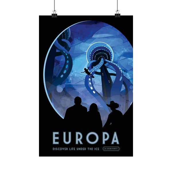 13420052999913180043_2048.jpeg Europa - Discover Life Under the Ice - NASA Travel Ad (2016) - Space Age Poster Print