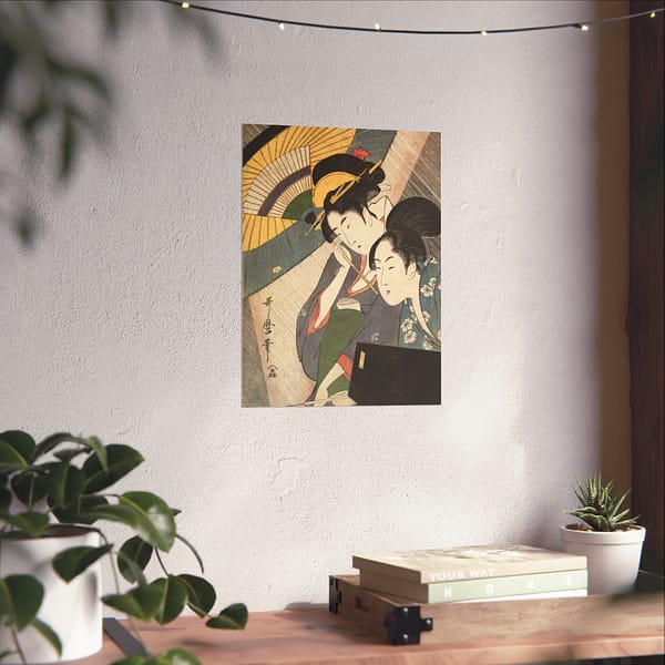 13450392175664412120_2048.jpeg Geisha and Attendant on a Rainy Night – Kitagawa Utamaro (c. 1797) – Japanese Woodblock Poster Print