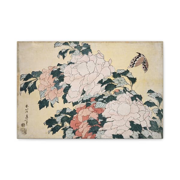 13582905026729418492_2048.jpeg Peonies and Butterfly – Katsushika Hokusai (c. 1833-34) – Japanese Woodblock Canvas Print