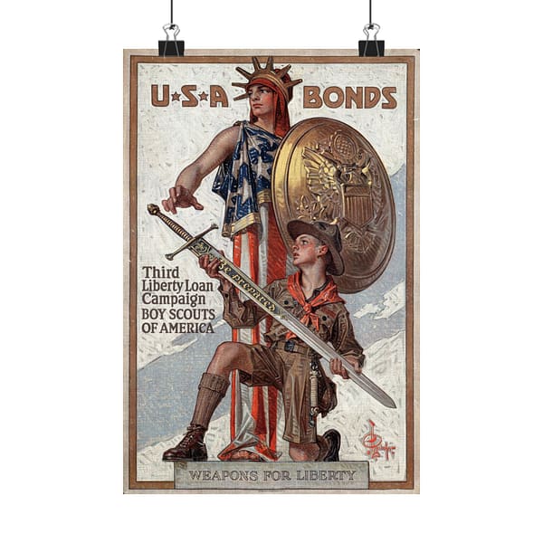 13635078256552324935_2048.jpeg Weapons for Liberty - U.S.A. bonds - J.C. Leyendecker (c. 1918) - Patriotic WWI Poster Print