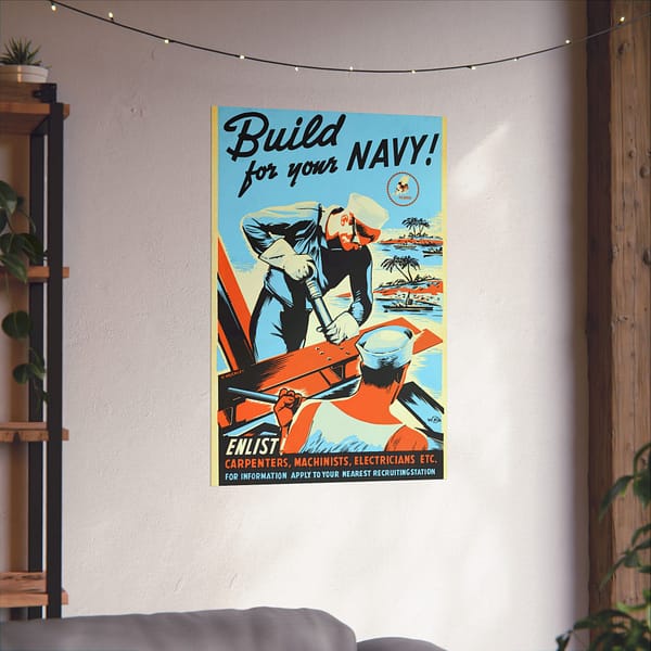 13757187724456931444_2048.jpeg Build for your Navy! Enlist! - R. Muchley (c. 1941-43) - Patriotic WWII Poster Print