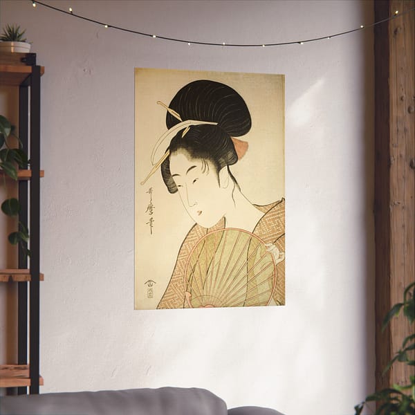 14070797267825525630_2048.jpeg Woman Holding a Round Fan - Kitagawa Utamaro (c. 1792-1802) - Japanese Woodblock Poster Print