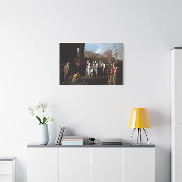 14091560864284911788_2048.jpeg Agrippina Landing at Brundisium with the Ashes of Germanicus – Benjamin West (1768) – Classical Canvas Print
