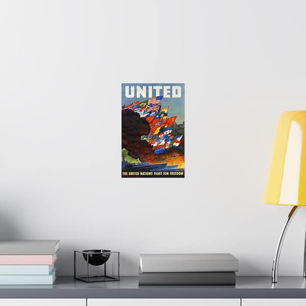 14181421875489104793_2048.jpeg UNITED - The United Nations fight for freedom - Leslie Ragan (1943) - Patriotic WWII Poster Print