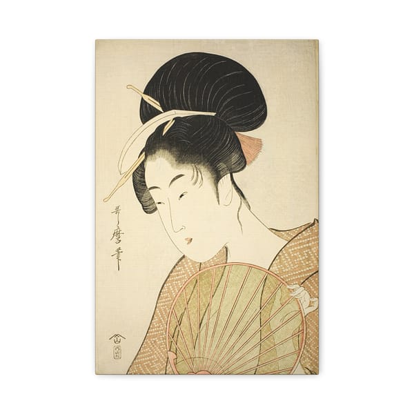 14251234253373437356_2048.jpeg Woman Holding a Round Fan - Kitagawa Utamaro (c. 1792-1802) - Japanese Woodblock Canvas Print