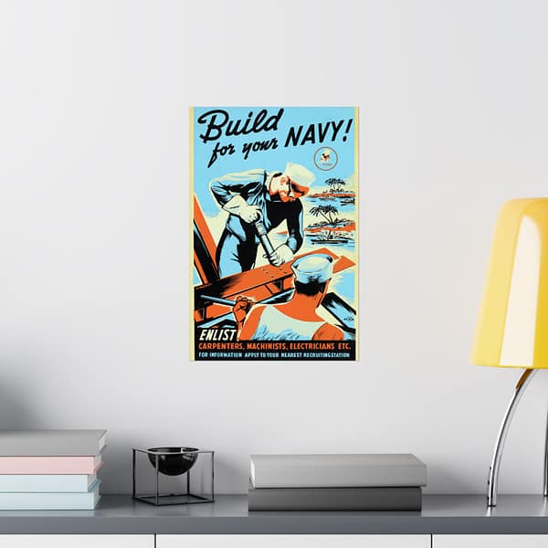 14282552109953862432_2048.jpeg Build for your Navy! Enlist! - R. Muchley (c. 1941-43) - Patriotic WWII Poster Print