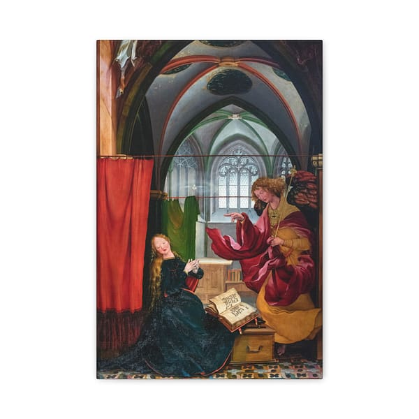 14371215743939580002_2048.jpeg Isenheim Altarpiece (Annunciation panel) – Matthias Grünewald (c. 1512-1516) – Renaissance Canvas Print