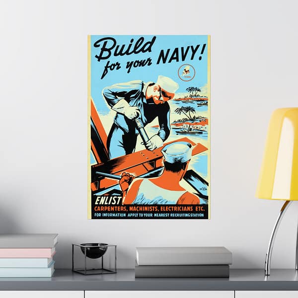 14695511664391855333_2048.jpeg Build for your Navy! Enlist! - R. Muchley (c. 1941-43) - Patriotic WWII Poster Print