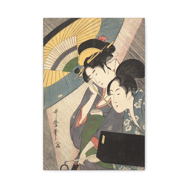 14718671253538673126_2048.jpeg Geisha and Attendant on a Rainy Night – Kitagawa Utamaro (c. 1797) – Japanese Woodblock Canvas Print