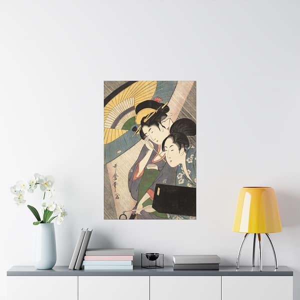 1493475669568598449_2048.jpeg Geisha and Attendant on a Rainy Night – Kitagawa Utamaro (c. 1797) – Japanese Woodblock Poster Print