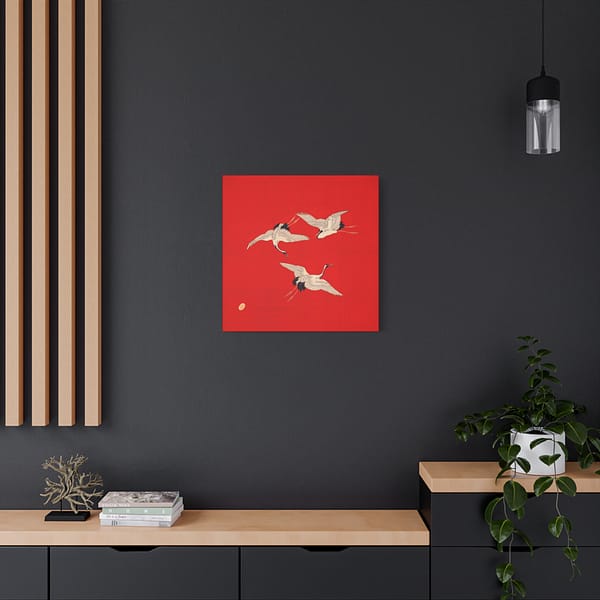 15049230707588580784_2048.jpeg Three Cranes on Vermilion - Japanese Furoshiki Canvas Print