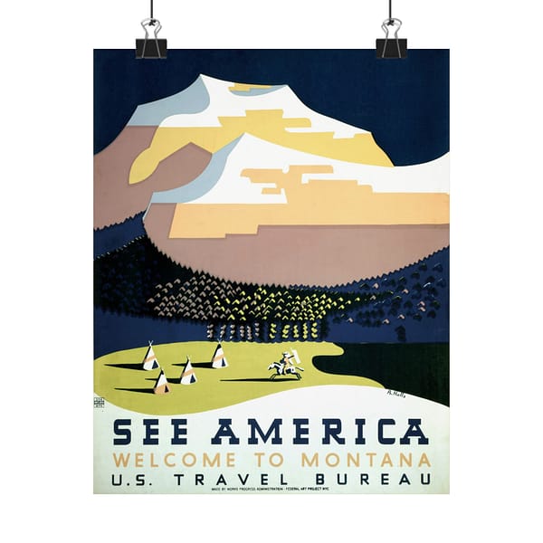 15135452366547159280_2048.jpeg See America: Welcome to Montana – Works Progress Administration (c. 1930s) – Vintage Travel Poster Print