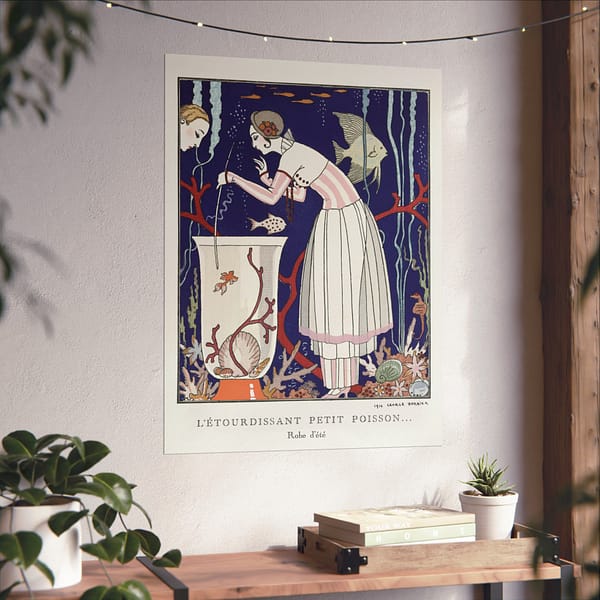 15176131403539419159_2048.jpeg L'étourdissant petit poisson, Robe d'été - George Barbier (1914) - Art Deco Poster Print