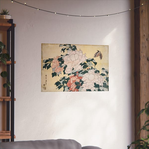 15589594020684906076_2048.jpeg Peonies and Butterfly – Katsushika Hokusai (c. 1833-34) – Japanese Woodblock Poster Print