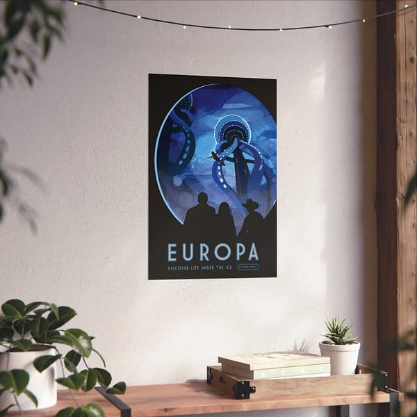 15835261261645956865_2048.jpeg Europa - Discover Life Under the Ice - NASA Travel Ad (2016) - Space Age Poster Print