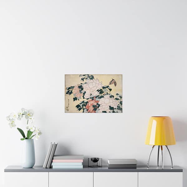 15977898047309322133_2048.jpeg Peonies and Butterfly – Katsushika Hokusai (c. 1833-34) – Japanese Woodblock Poster Print